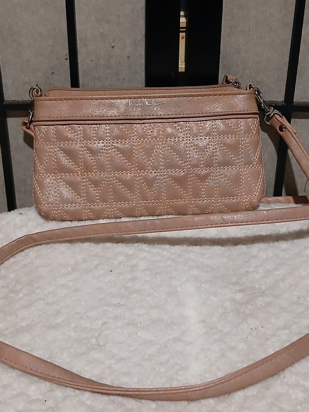 Nicole Miller Quilted Crossbody Bag in Blush